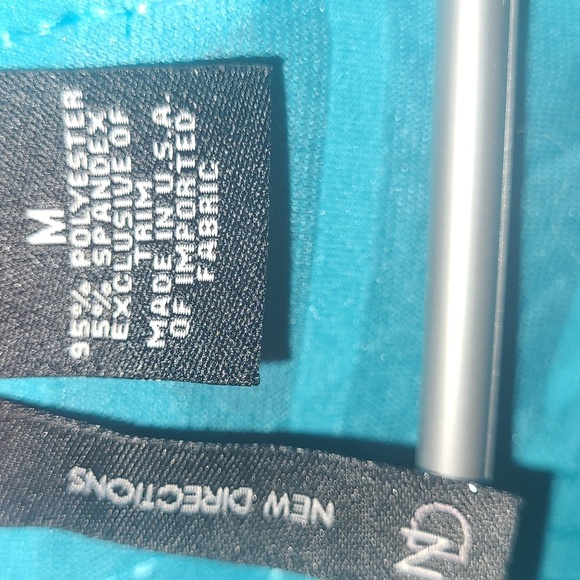 Top pull over Teal sparkly satin ribbon trim short sleeve new directions Medium - Picture 5 of 5